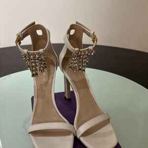 Stuart Weitzman Ivory Heels with Dazzling Embellishments